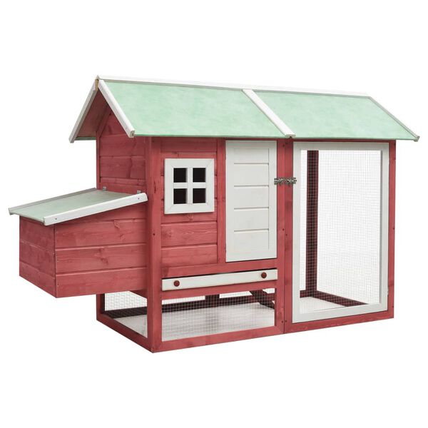 vidaXL Rabbit Hutch Red and Green