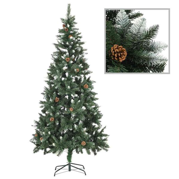 vidaXL Christmas Tree Green and white PVC 82.7 in tall