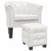 vidaXL Chesterfield Set of 2 White Wooden frame with PVC faux leather