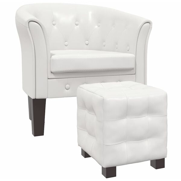 vidaXL Chesterfield Set of 2 White Wooden frame with PVC faux leather