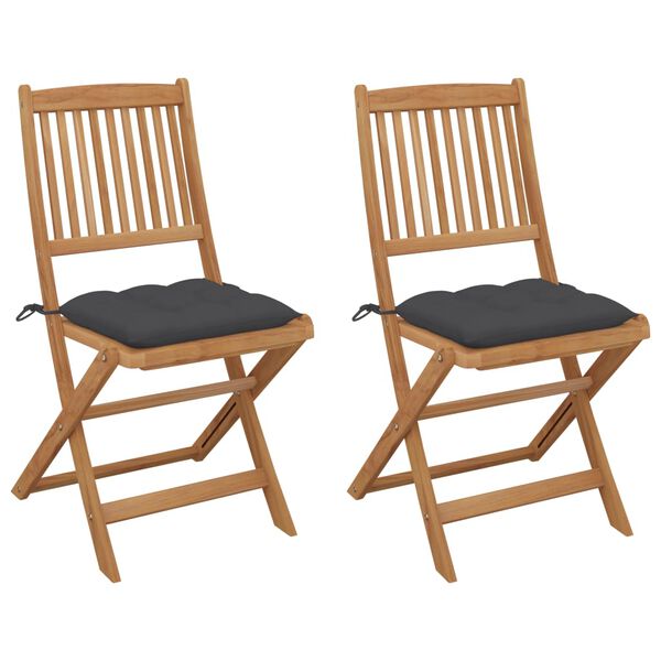 vidaXL Garden Chair Set of 2 Anthracite Solid Acacia wood Medium