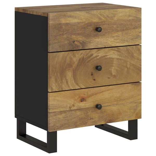 vidaXL Bedside Cabinet Honey Brown, Black