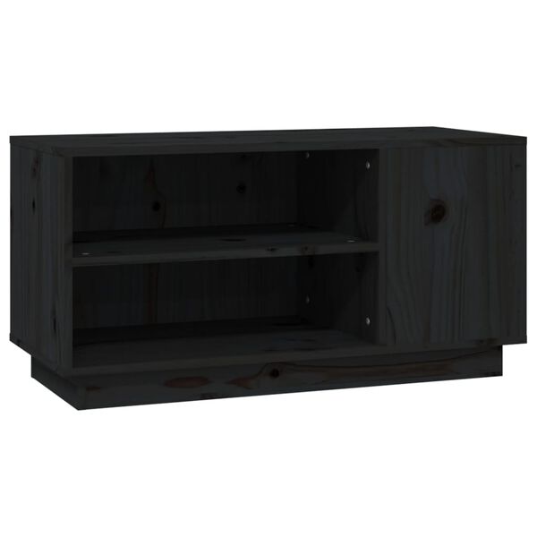 vidaXL TV Cabinet Black Solid pine wood Medium Storage TV Cabinet