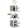 vidaXL Cat Tree Light grey Engineered wood 70.9 in Adjustable Armrests