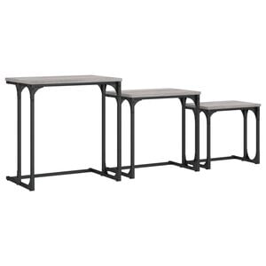vidaXL Nesting Coffee Table Grey Sonoma Engineered wood, metal Small