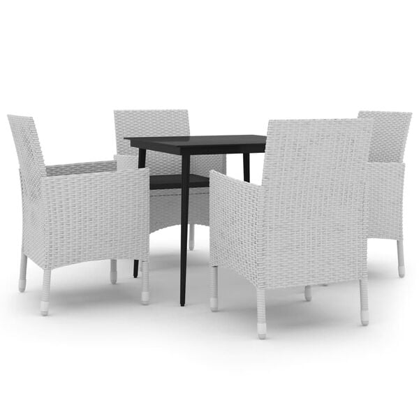 vidaXL Garden Dining Set White PE Rattan Medium Seats Plenty