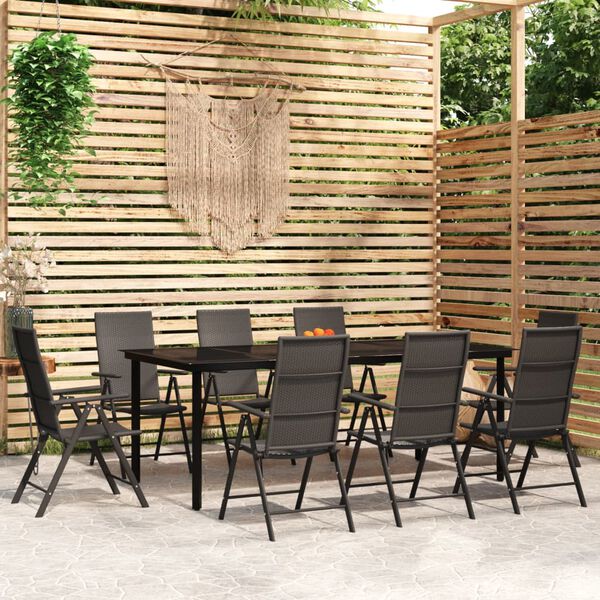 vidaXL Garden Dining Set Black
