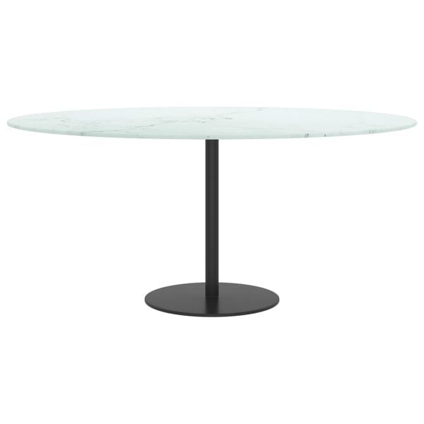vidaXL Table Top White with marble design Tempered Glass Ø35.4x0.4 in