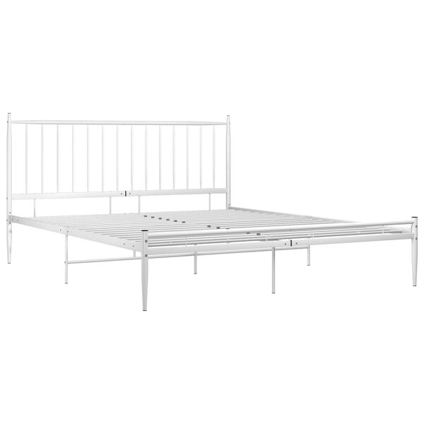 vidaXL Bed Frame White Powder-coated metal Double Durable Bed Frame
