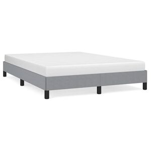 vidaXL Bed Frame Light Gray Polyester, Plywood, Engineered Wood Full