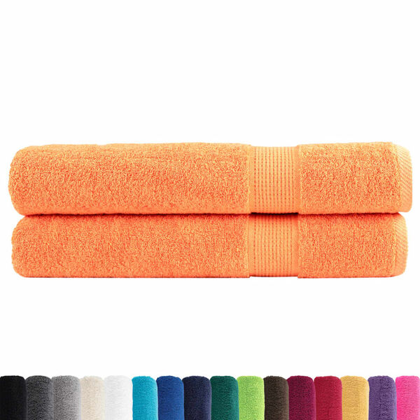vidaXL Sauna Towel Set of 2 Orange 100% Cotton 31.5 x 78.7 in
