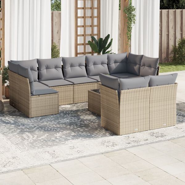 vidaXL Garden Sofa Set Beige and Light Grey
