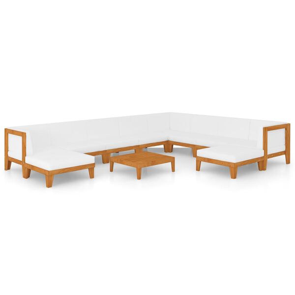 vidaXL Garden Lounge Set Cream white, natural wood
