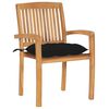 vidaXL Stacking Patio Chairs with Cushions 8 pcs Solid Teak Wood
