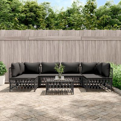 vidaXL 7 Piece Patio Lounge Set with Cushions Anthracite Steel