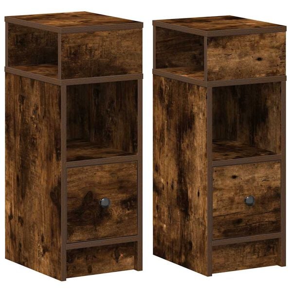 vidaXL Bedside Cabinet Set of 2 Smoked oak Engineered wood