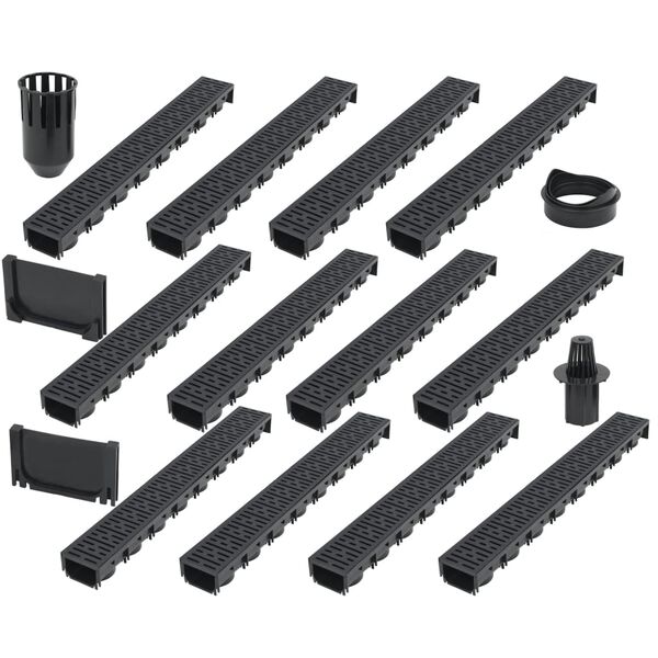 vidaXL Drainage Channels 12 pcs Plastic 39.4 '