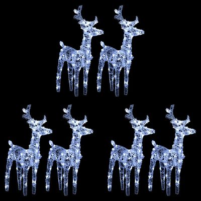 vidaXL Christmas Reindeers 6 pcs Cold White 240 LEDs Acrylic