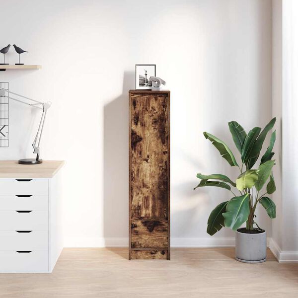 vidaXL Highboard Smoked Oak Engineered Wood Tall Storage Cabinet