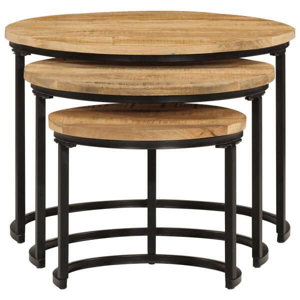 vidaXL Nesting Table Set of 3 Black, Natural