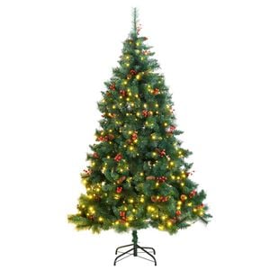 vidaXL Artificial Hinged Christmas Tree 300 LEDs 94.5"