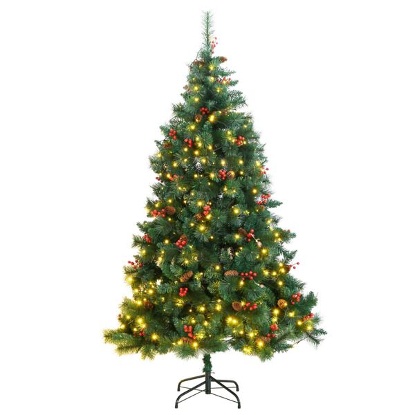 vidaXL Artificial Hinged Christmas Tree 300 LEDs 94.5"