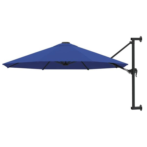 vidaXL Wall-Mounted Garden Parasol with Metal Pole 118.1" Blue