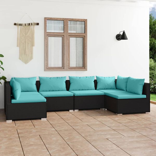 vidaXL Garden Lounge Set Black PE rattan Large Modular Stylish