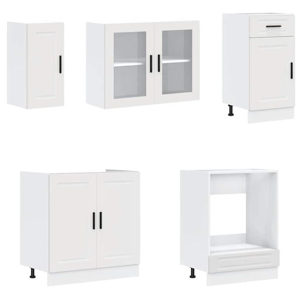 vidaXL Kitchen Cabinet Set White Engineered wood and glass 8-Piece