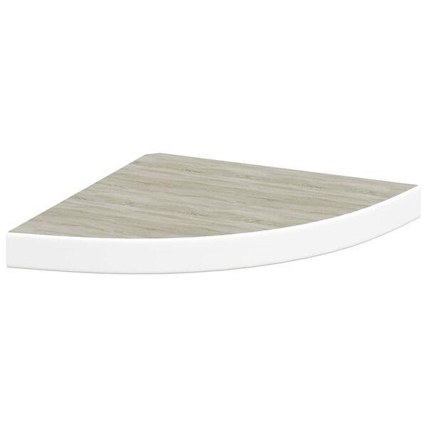 vidaXL Wall Corner Shelf Oak and White 13.7"x13.7"x1.4" MDF