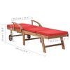 vidaXL Sunlounger Set of 2 Red Solid Teak Wood Standard