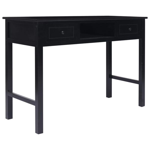 vidaXL Desk Black Paulownia wood Medium Desk Rectangular Vintage