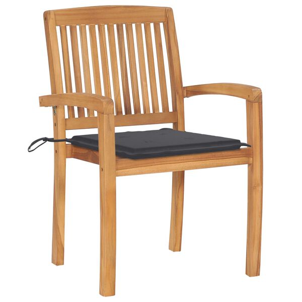 vidaXL Garden Chair Set of 4 Natural wood Solid teak wood Medium