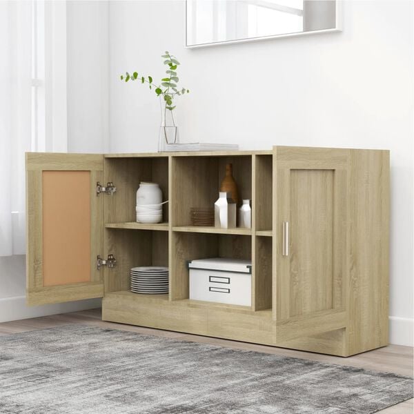 vidaXL Sideboard Sonoma oak Engineered wood 47.2x12.0x27.6 in Sideboard