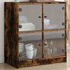 vidaXL Side Cabinet Smoked oak Engineered wood, glass Medium Cabinet