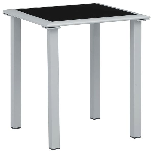 vidaXL Outdoor Table Black and Silver Powder-coated steel, tempered glass