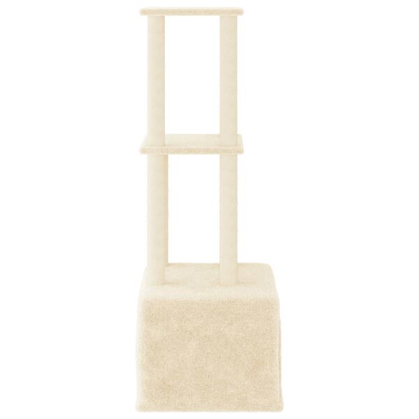 vidaXL Cat Tree Cream Engineered wood, plush, sisal 52.6 in tall Durable