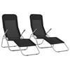 vidaXL Sunlounger Set of 2 Black Textilene fabric, powder-coated steel