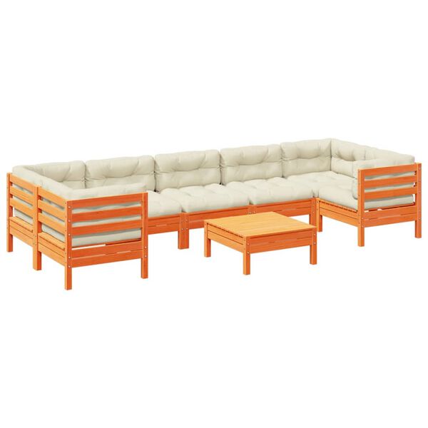 vidaXL Garden Sofa Set Wax brown and cream