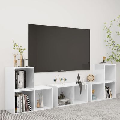 vidaXL 6 Piece TV Cabinet Set White Chipboard