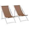 vidaXL Folding Beach Chairs 2 pcs Aluminum and Textilene Brown