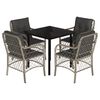 vidaXL 5 Piece Patio Dining Set with Cushions Light Grey Poly Rattan