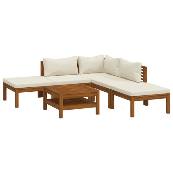 vidaXL Garden Lounge Set Cream, Natural Wood