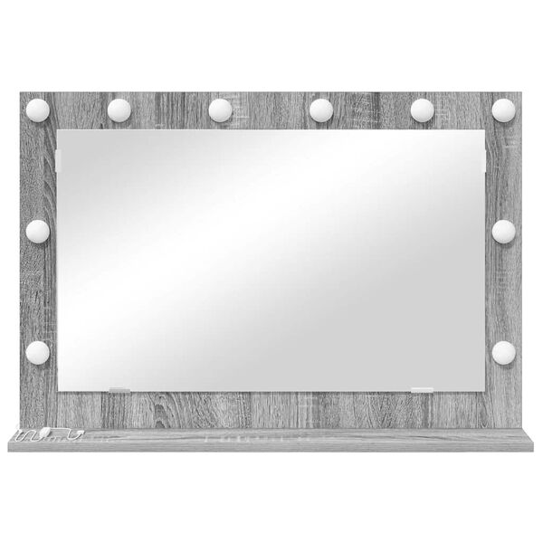 vidaXL Vanity Mirror with Mirror Grey Sonoma 31.50 x 21.65 x 7.09 in