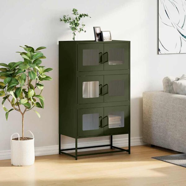 vidaXL Highboard Olive Green Cold-Rolled Steel Large Highboard