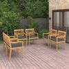 vidaXL Patio Garden Chair Set of 6 Teak and Gray