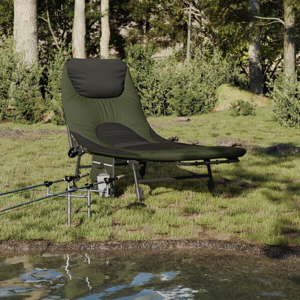 vidaXL Fishing Bed Green Steel Standard Foldable Fishing Bed