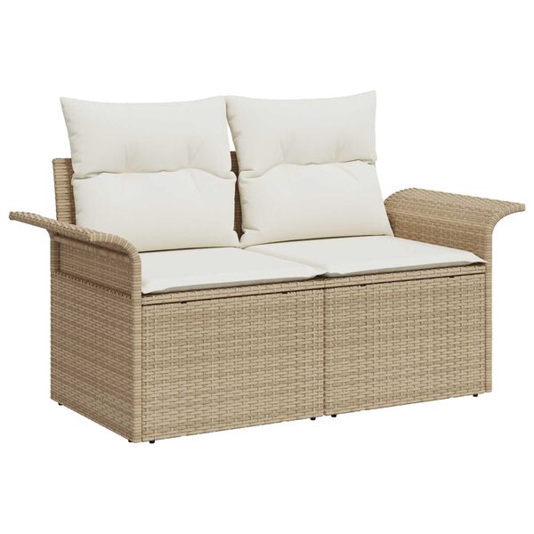 vidaXL Garden Sofa Set with Cushion 6 pcs Beige Poly rattan