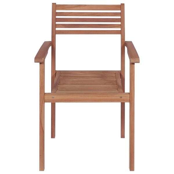 vidaXL Stackable Chair Set of 8 Warm teak, Cream white