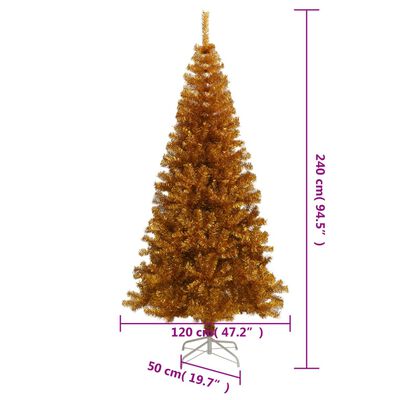 vidaXL Artificial Christmas Tree with Stand Gold 8 ft PET